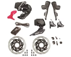 SRAM RED ETap AXS Disc Brake Groupset (Black/Silver) (2 X 12 Speed) (Flat Mount) (Wireless) (Hydraulic) (6-Bolt Rotors)