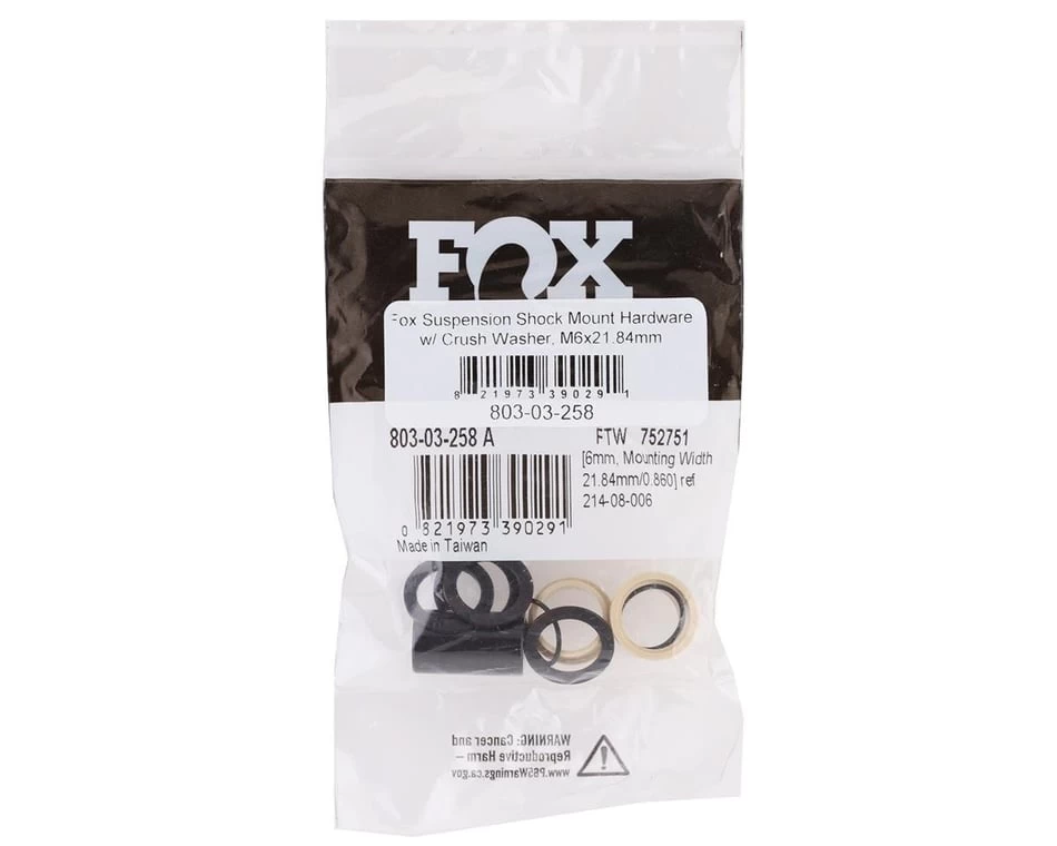 Fox Suspension Shock Mount Hardware W/ Crush Washer (21.84mm) (M6) 2 Fox Suspension Shock Mount Hardware W/ Crush Washer (21.84mm) (M6) - Image 2